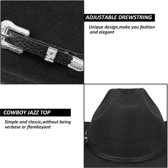 Western Cowboy Hat Classic Black - Picture 4 of 8